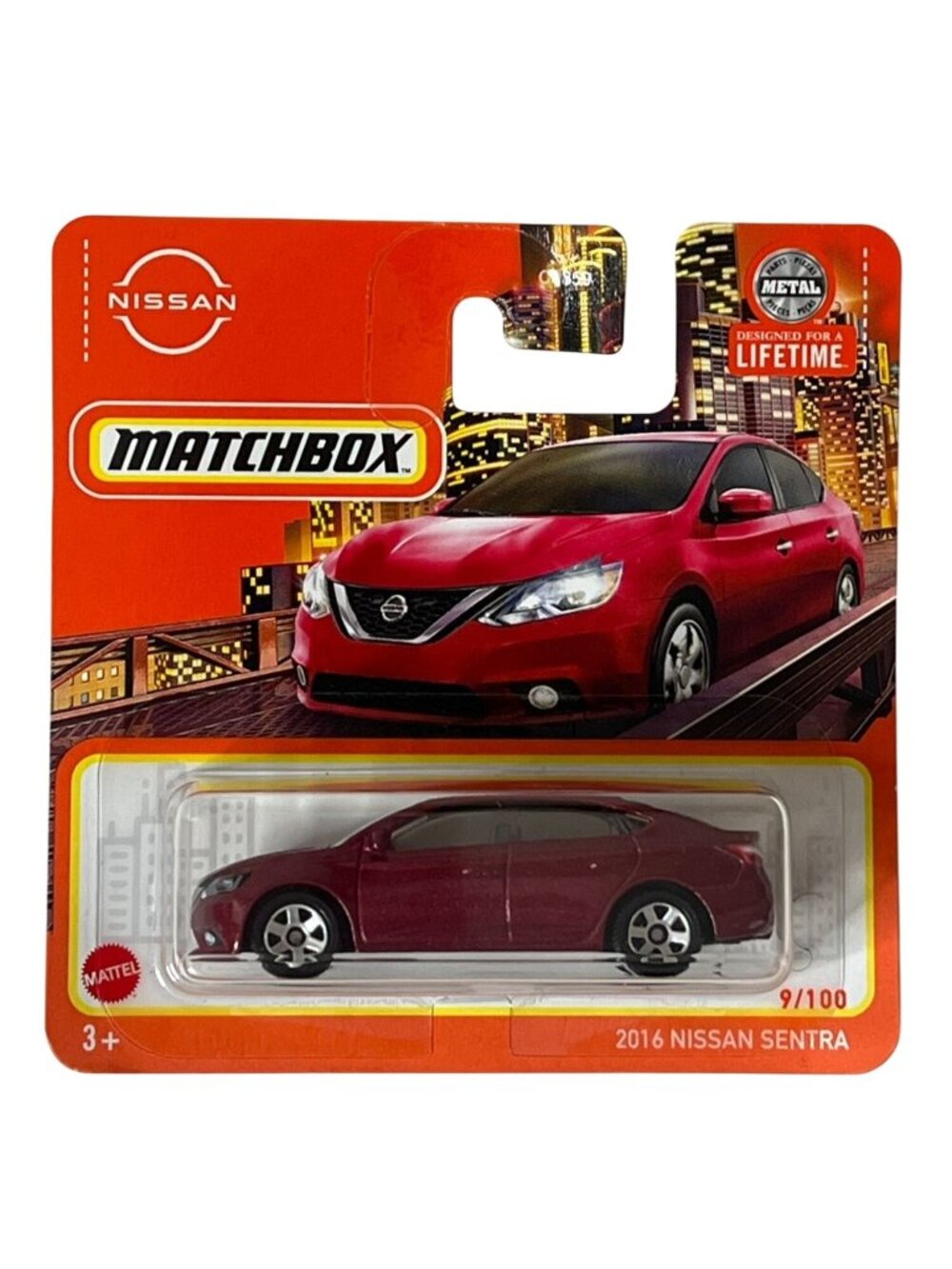 Matchbox 2016 Nissan Sentra Red 9 100 Short Card Diecast Sealed